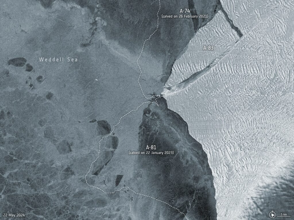 1716843564 443 کوه یخ غول‌پیکر 380 کیلومترمربعی از جنوبگان جدا شد دانستنی