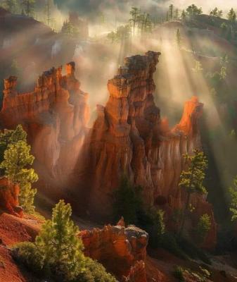 لحظه شگفت انگیز طلوع آفتاب در پارک ملی برایس کنیون