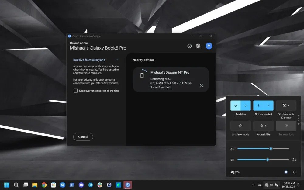 1730175149 756 Quick Share اکنون بدون شبکه وای‌فای هم فایل‌ها را سریع