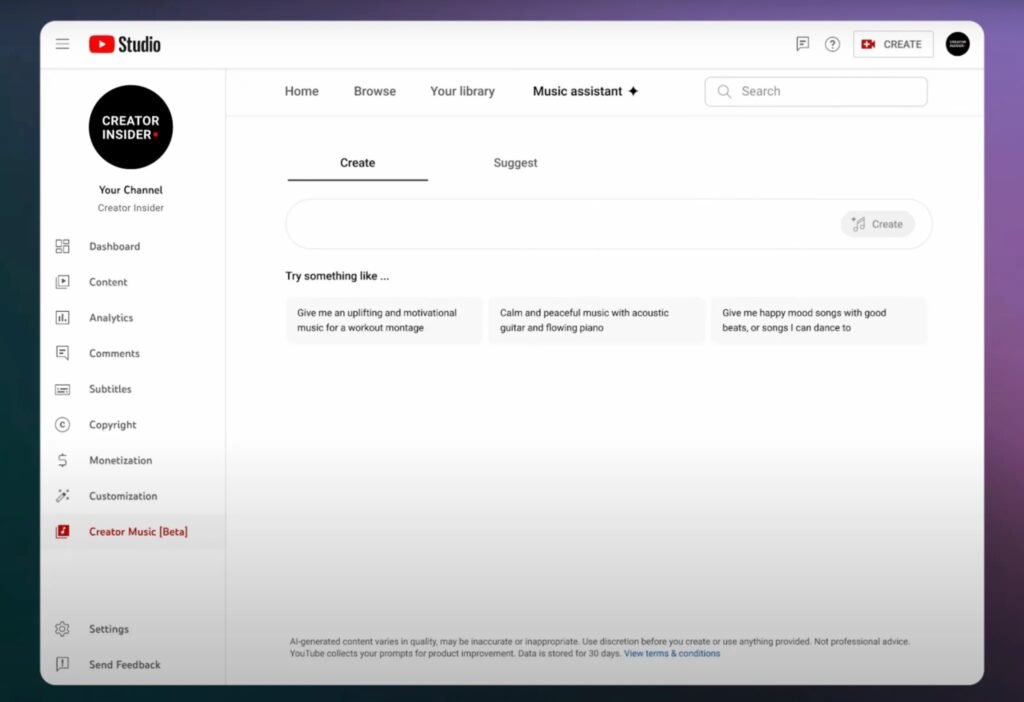 Music Assistant :ابزار جدید یوتیوب برای تولید رایگان موسیقی پس‌زمینه ویدیو